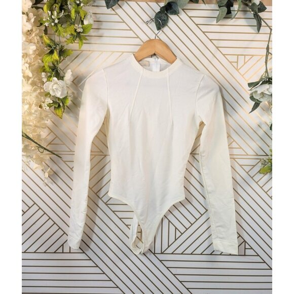 FUTURE OZBEK Women's Vintage White Bodysuit Long Sleeve Zip Back POLYAMIDE 2? - Picture 1 of 9